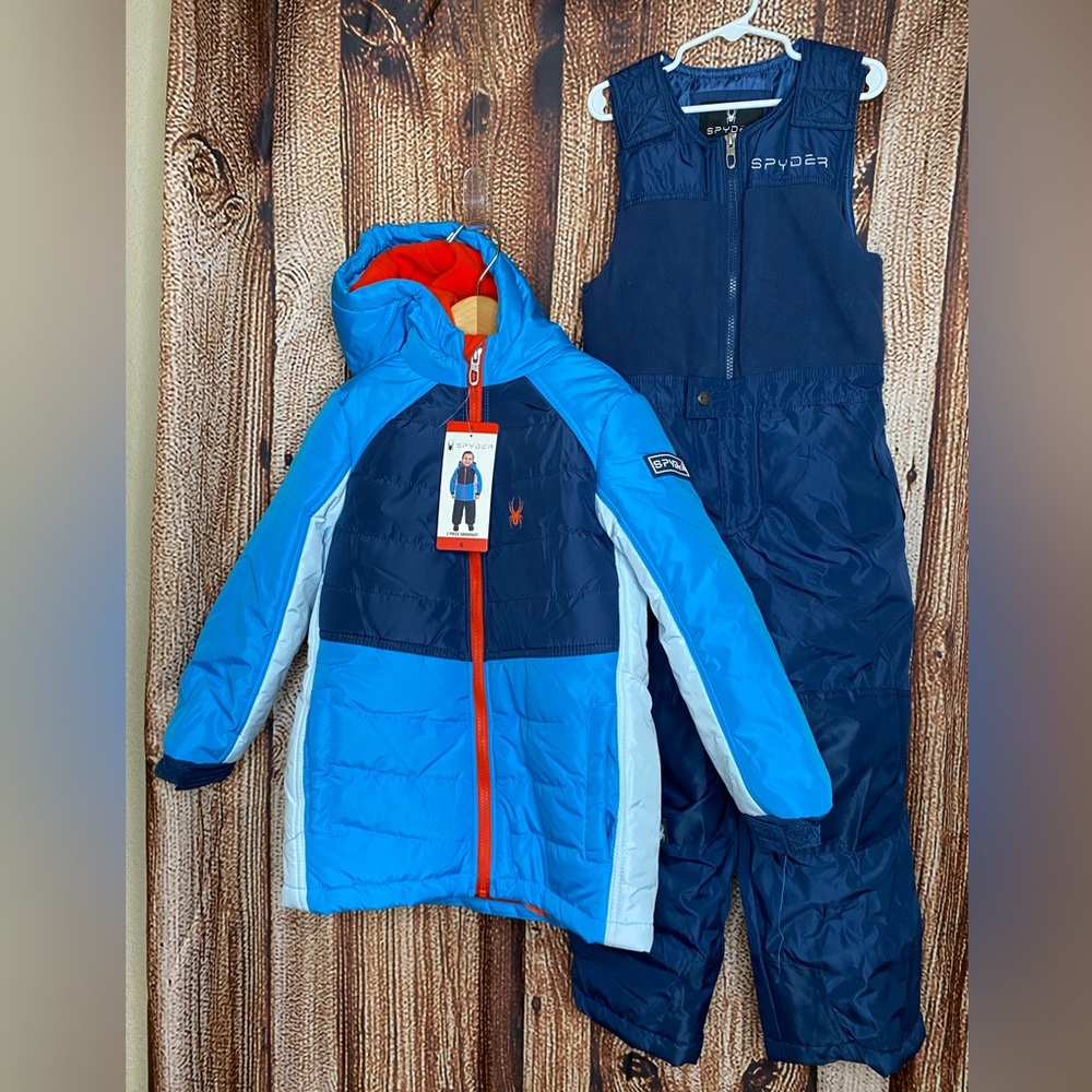 Spyder Boys 2 Piece Snowsuit Jacket with Matching Bib Pants Size 6 NWT